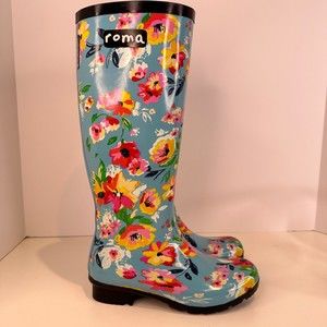 Roma Boots Emma Floral Sadie Robertson Tall Flower Rainboots Wellies Women's 5